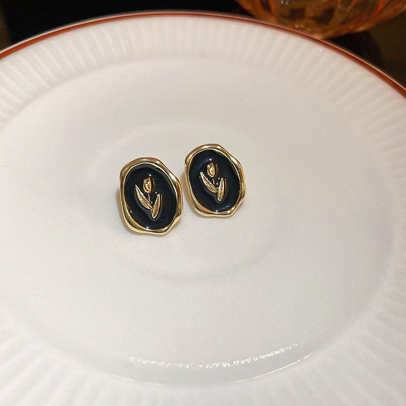 Wholesale Silver Pin Drip Flower Circle Vintage Earrings Metal